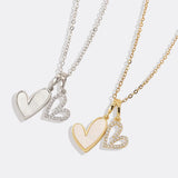 Mother of Pearl & Pave Hearts Necklace