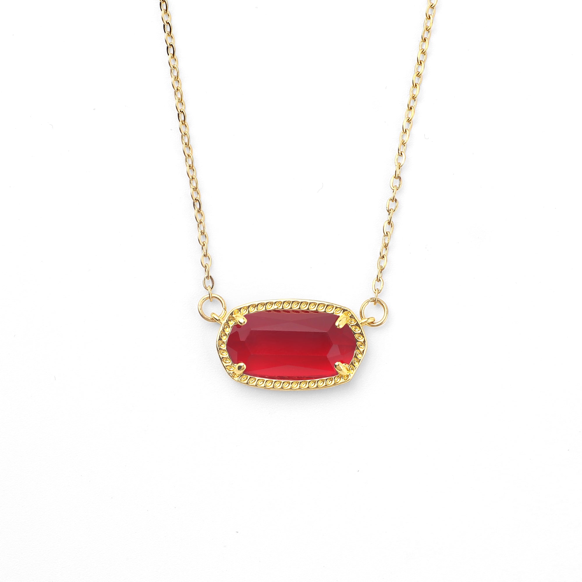 Oval Birthstone Pendant Necklace