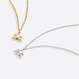 Mini Lotus Birthstone Pendant Necklace