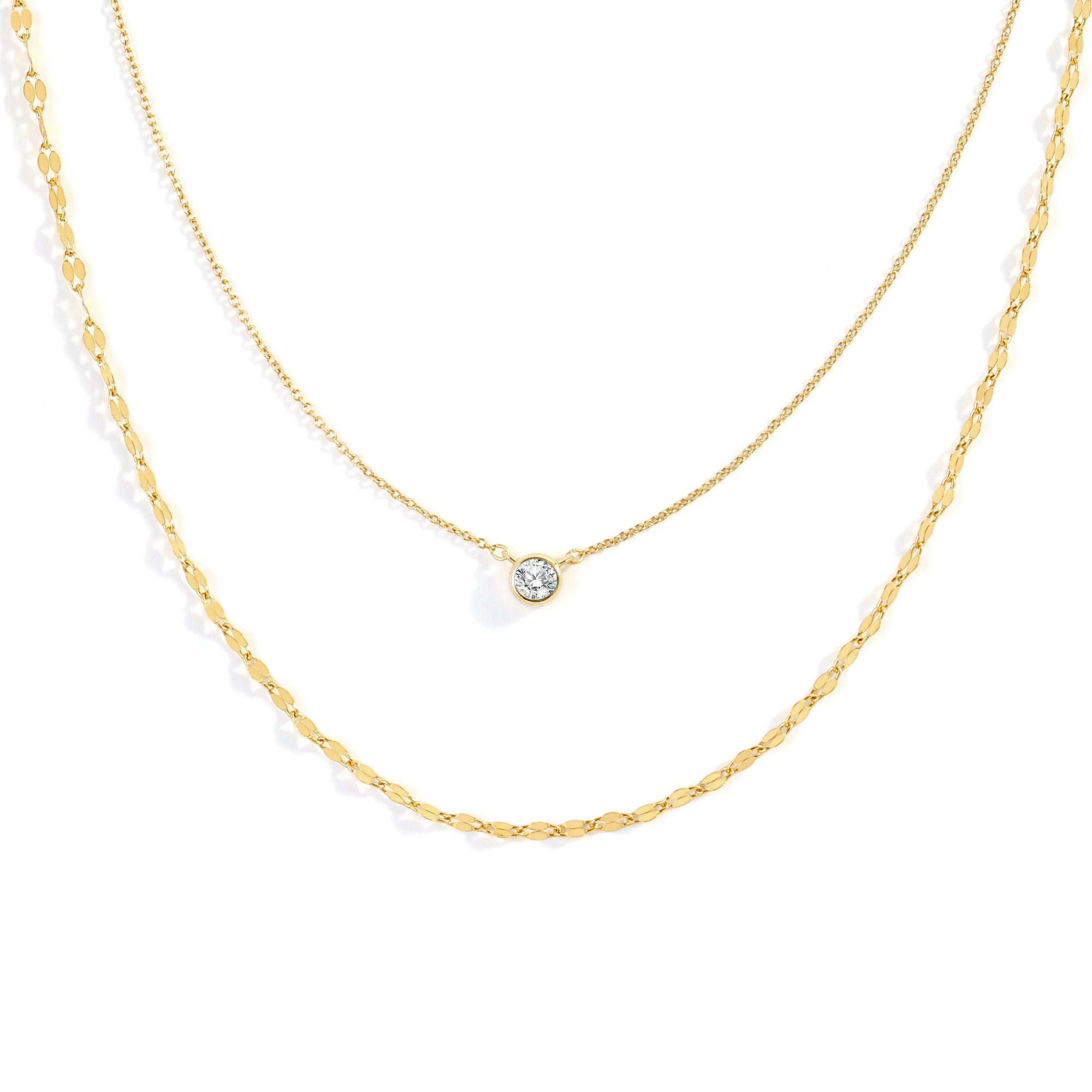 Classic Bezel Necklace and Petal Chain Set
