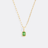 Baguette Birthstone Charm Necklace
