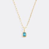 Baguette Birthstone Charm Necklace