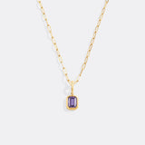 Baguette Birthstone Charm Necklace