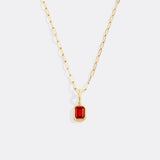 Baguette Birthstone Charm Necklace