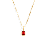 Baguette Birthstone Charm Necklace