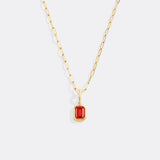 Baguette Birthstone Charm Necklace