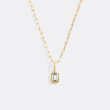 Baguette Birthstone Charm Necklace
