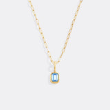 Baguette Birthstone Charm Necklace