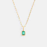 Baguette Birthstone Charm Necklace