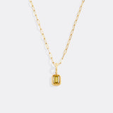 Baguette Birthstone Charm Necklace