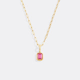 Baguette Birthstone Charm Necklace