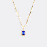 Baguette Birthstone Charm Necklace