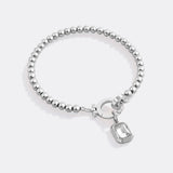 Mint Beaded Bracelet with Baguette Birthstone Charm