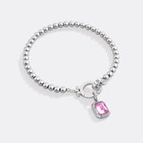 Mint Beaded Bracelet with Baguette Birthstone Charm