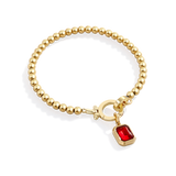 Mint Beaded Bracelet with Baguette Birthstone Charm
