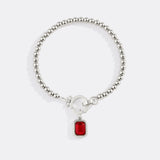Mint Beaded Bracelet with Baguette Birthstone Charm