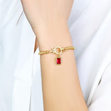Mint Beaded Bracelet with Baguette Birthstone Charm