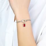 Mint Beaded Bracelet with Baguette Birthstone Charm