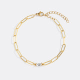 Baguette Birthstone Paperclip Bracelet