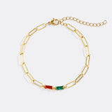 Baguette Birthstone Paperclip Bracelet