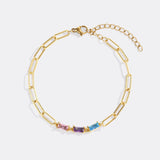 Baguette Birthstone Paperclip Bracelet