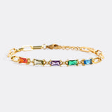 Baguette Birthstone Paperclip Bracelet