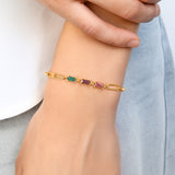 Baguette Birthstone Paperclip Bracelet