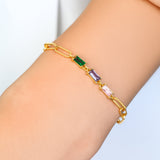 Baguette Birthstone Paperclip Bracelet
