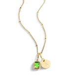 Baguette Birthstone & Initial Necklace