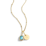 Baguette Birthstone & Initial Necklace