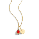 Baguette Birthstone & Initial Necklace