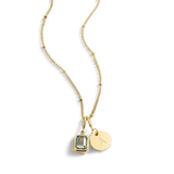 Baguette Birthstone & Initial Necklace
