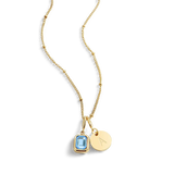Baguette Birthstone & Initial Necklace