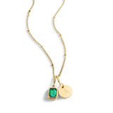 Baguette Birthstone & Initial Necklace