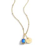 Baguette Birthstone & Initial Necklace