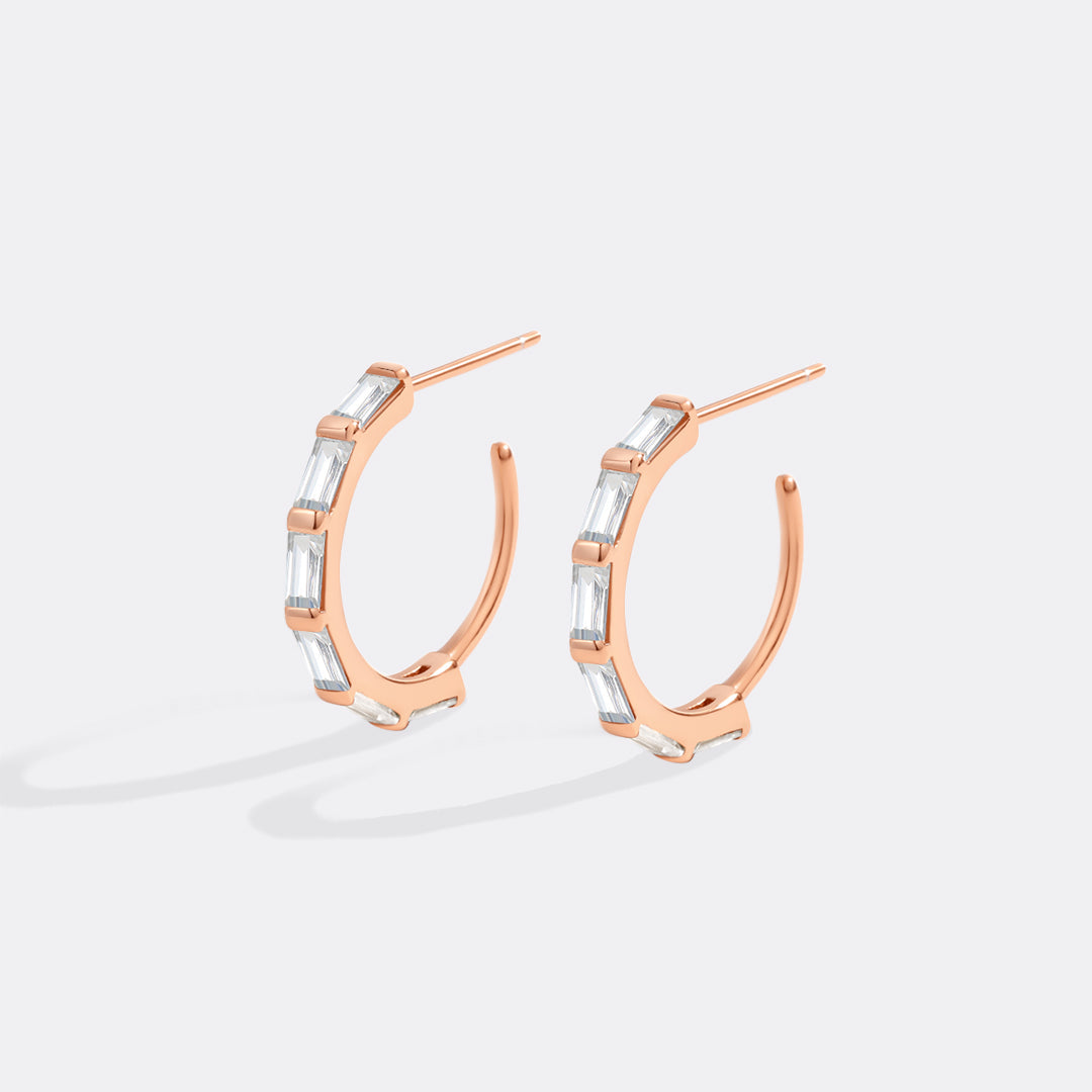 Baguette Diamond Hoop Earrings