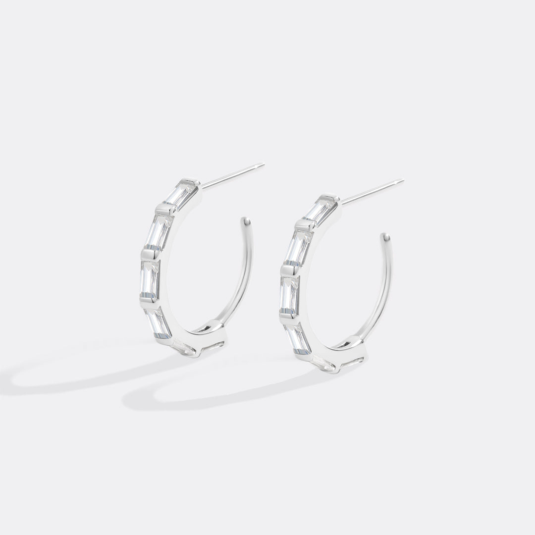 Baguette Diamond Hoop Earrings
