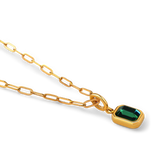 Baguette Birthstone Charm Necklace