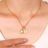 Baguette Birthstone & Initial Necklace