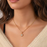 Baguette Birthstone Charm Necklace