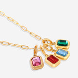 Baguette Birthstone Charm Necklace
