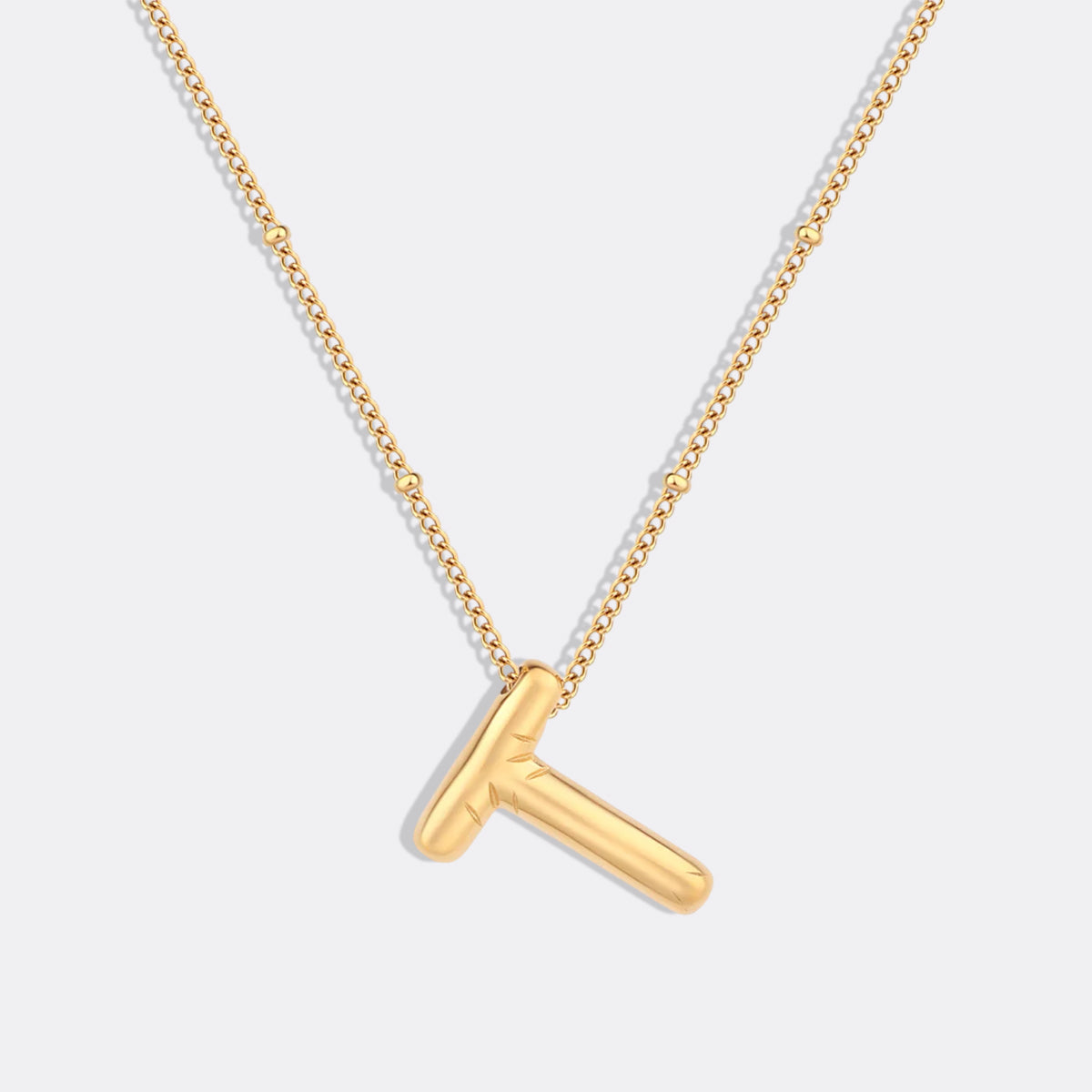 Balloon Initial Necklace with Satellite Chain