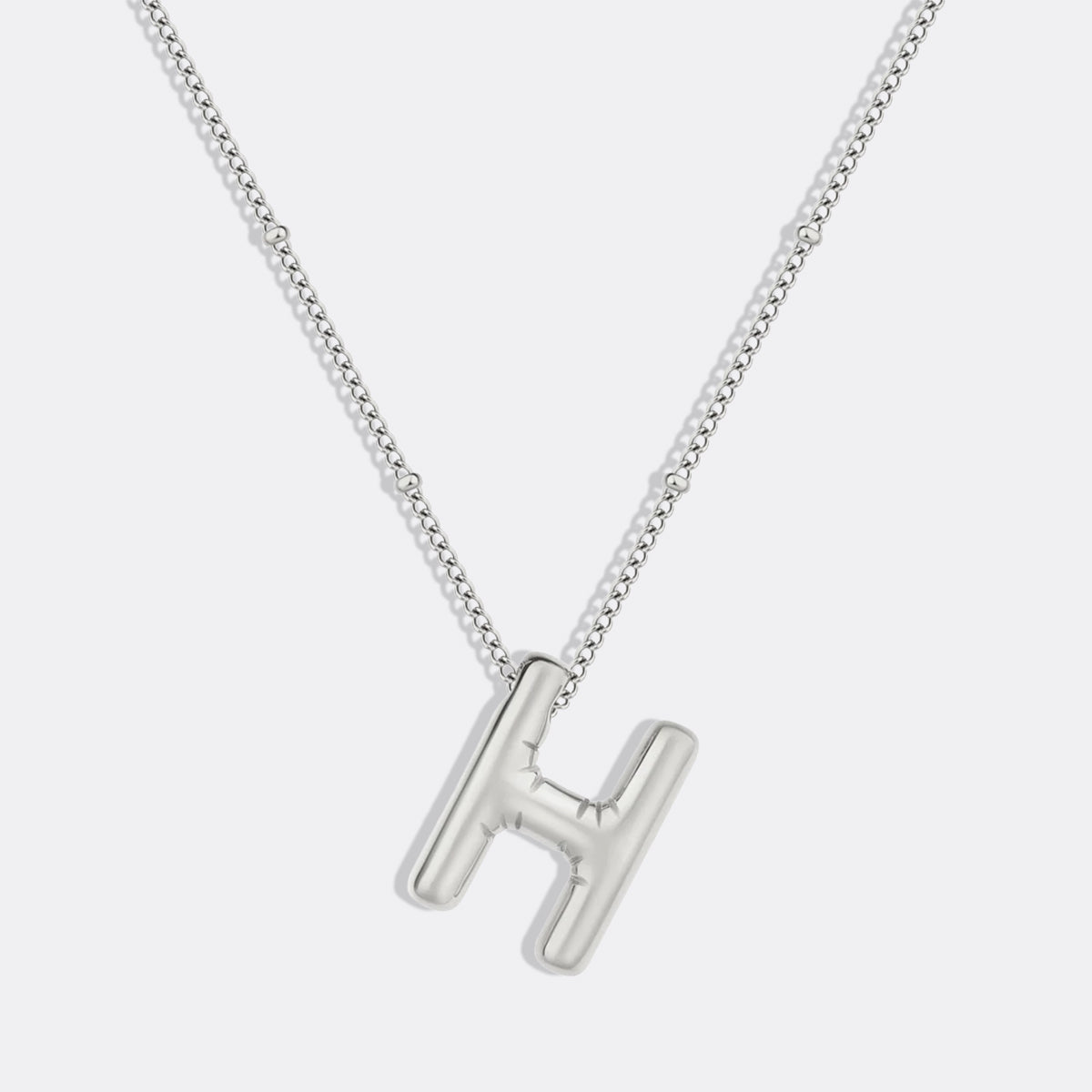 Balloon Initial Necklace with Satellite Chain