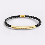 Beautiful Girl You Can Do Hard Things Beaded Inspire Bracelet