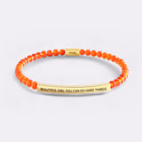 Beautiful Girl You Can Do Hard Things Beaded Inspire Bracelet