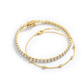 Bezel Set Bracelet and Tennis Bracelet Bundle