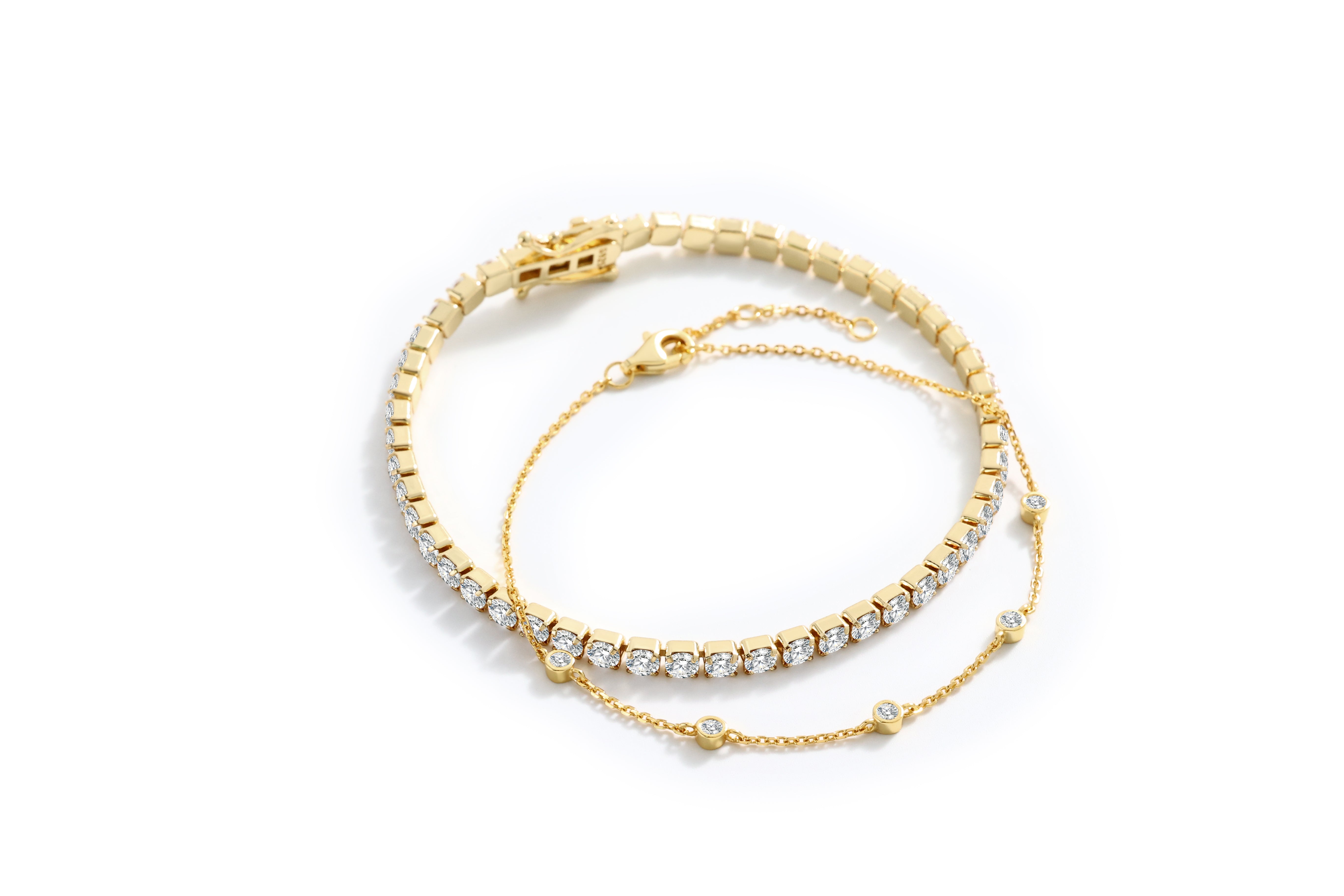 Bezel Set Bracelet and Tennis Bracelet Bundle
