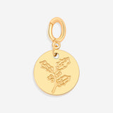 Engraved Birth Flower Disc Charm