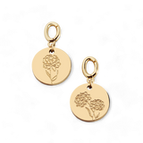 Engraved Birth Flower Disc Charm