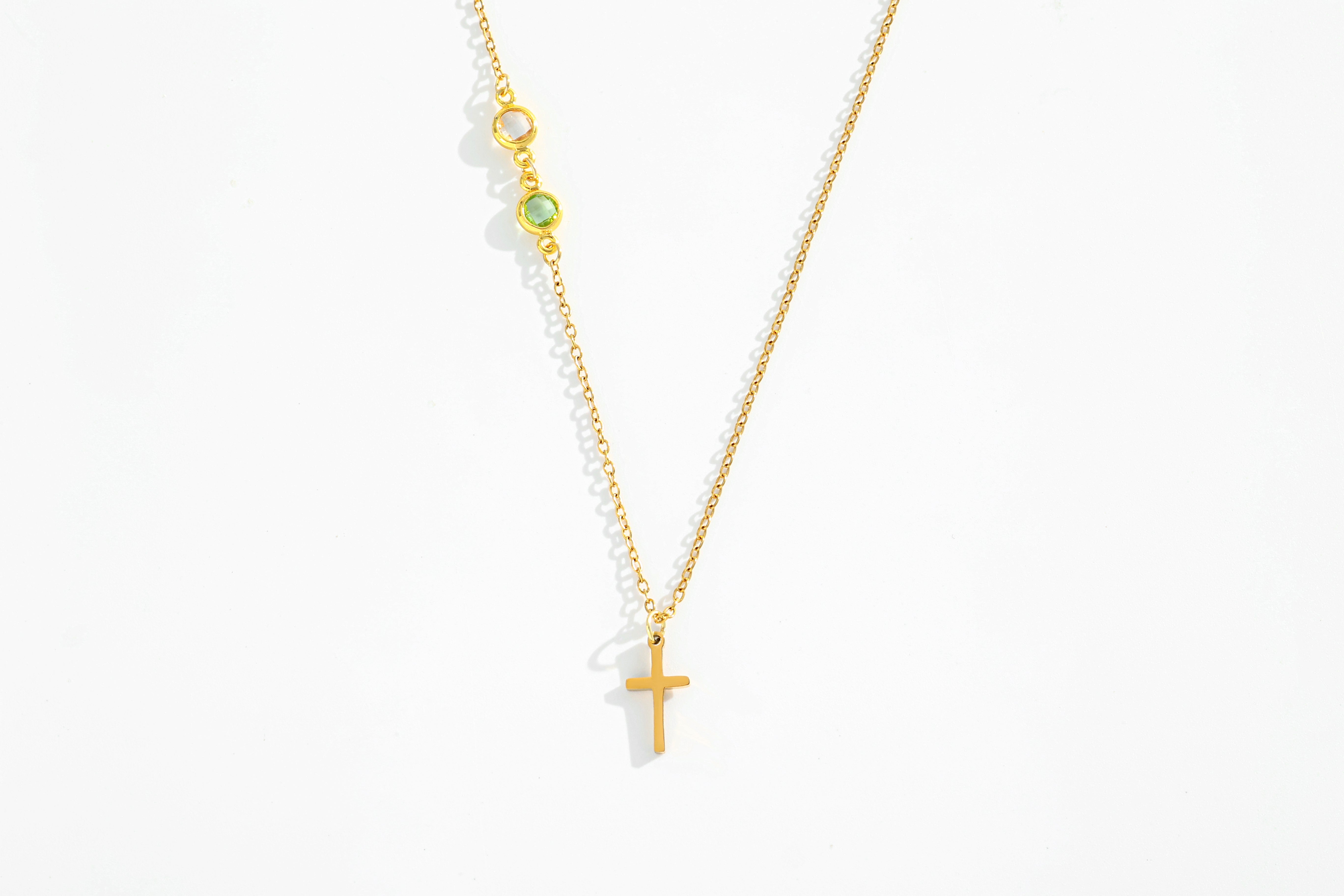 Birthstone Cross Necklace